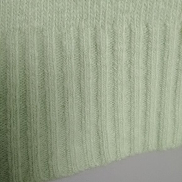 Y2K angora nylon blend fitted Medium V neck sweater top light apple green - Picture 5 of 15